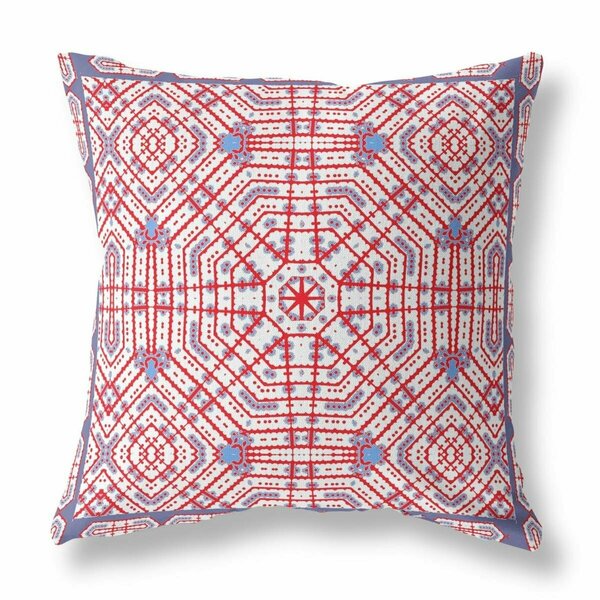 Palacedesigns 18 in. Geostar Indoor & Outdoor Throw Pillow Red & White PA3095546